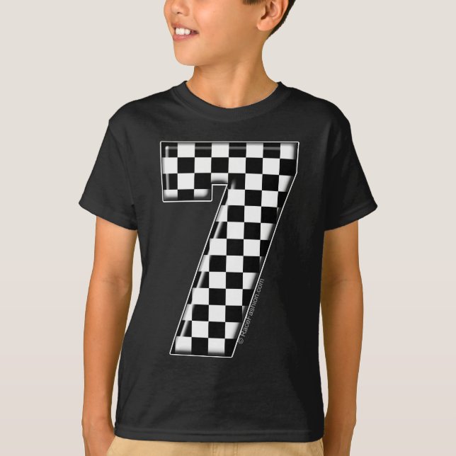 Camiseta número checkered da auto competência 7 (Frente)