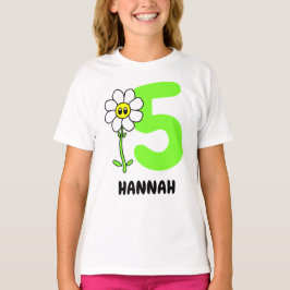Camiseta Número de Aniversário e Nome Funny Daisy Flower Pe