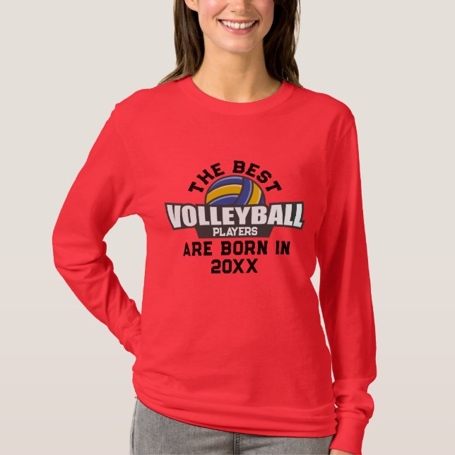 Camiseta Número de Ano de Nascimento do Voleibol Personaliz (Frente)