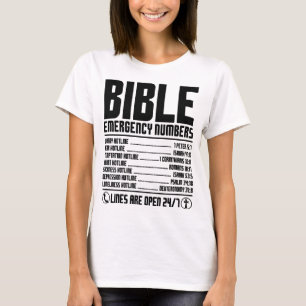 Camiseta Número de Emergências da Bíblia - Linha de Cone