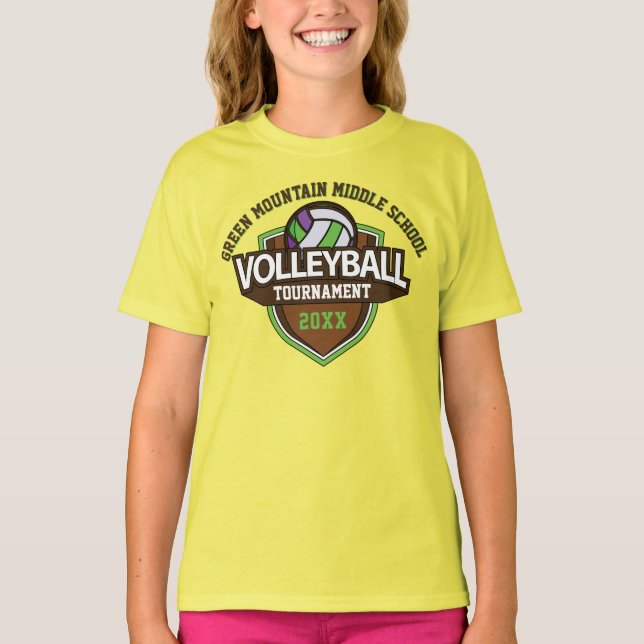 Camiseta Número do Ano do Torneio de Voleibol Personalizado (Frente)