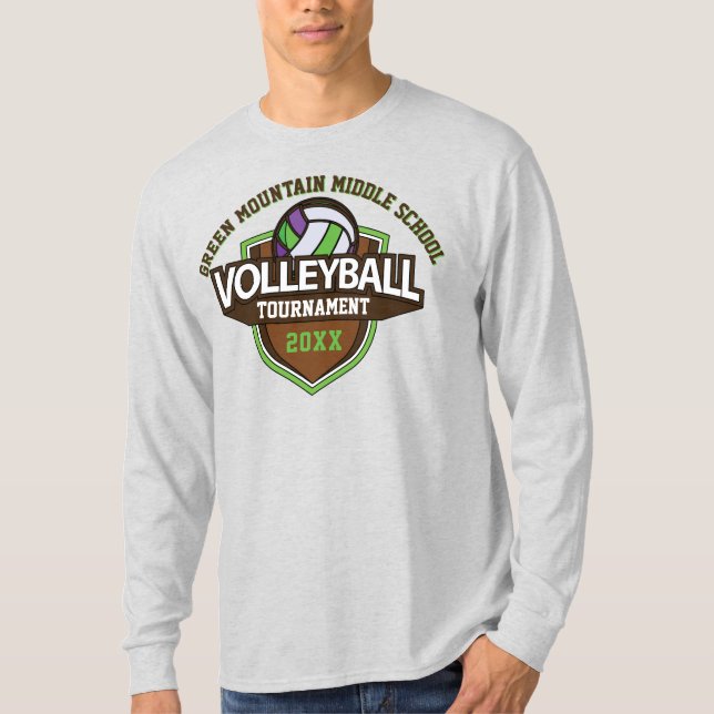 Camiseta Número do Ano do Torneio de Voleibol Personalizado (Frente)