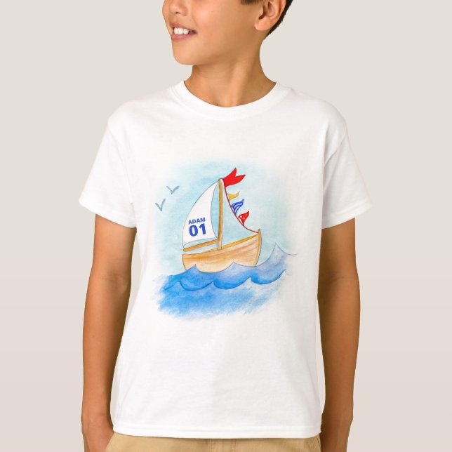 Camiseta Número do nome da arte do barco de navigação no (Frente)
