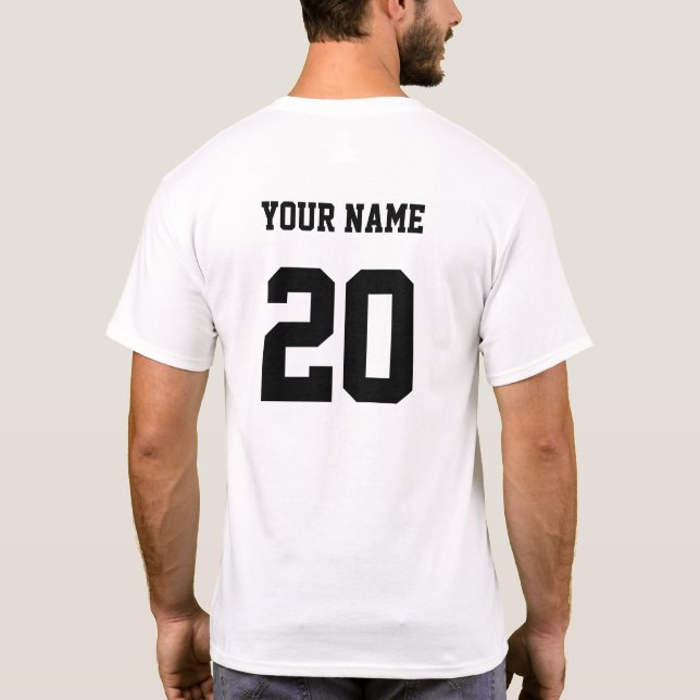 Camiseta Número e nome personalizados preto e branco (Verso)