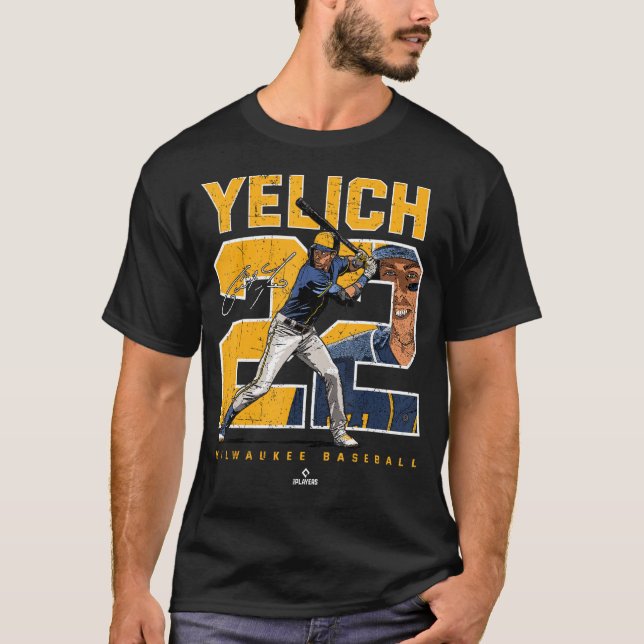 Camiseta Número e Retrato Christian Yelich Milwaukee MLB (Frente)