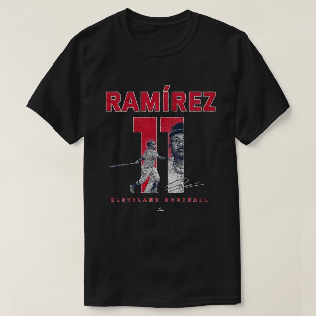Camiseta Número e Retrato Jose Ramirez Cleveland MLBPA (Frente do Design)