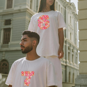 Camiseta Número Floral 6 de 6 7 Duo Correspondente ao Dia d