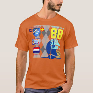 Camiseta Número holandês 88 Argyle náutico da vela da