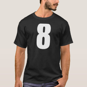 Camiseta Número Oito Numerais 8 Números Brancos Simples Pre