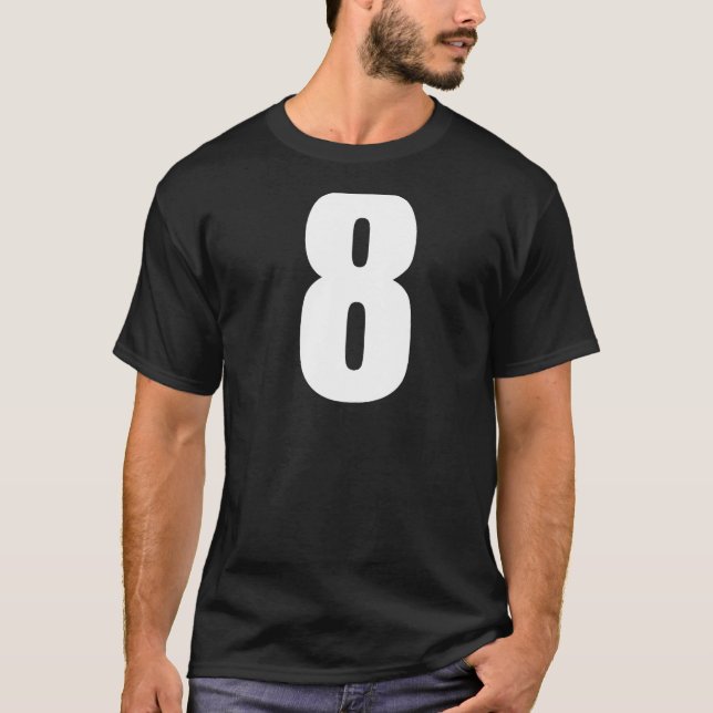 Camiseta Número Oito Numerais 8 Números Brancos Simples Pre (Frente)