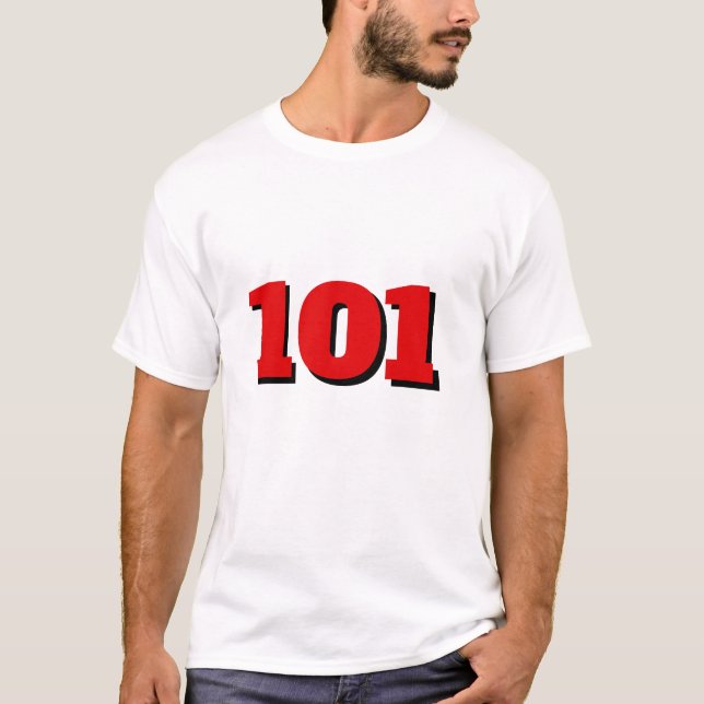 Camiseta Número personalizado 101 em T-Shirt vermelho (Frente)