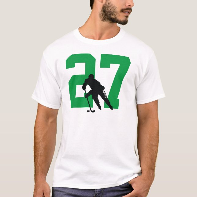 Camiseta Número Personalizado de Jogador de Hóquei Verde (Frente)