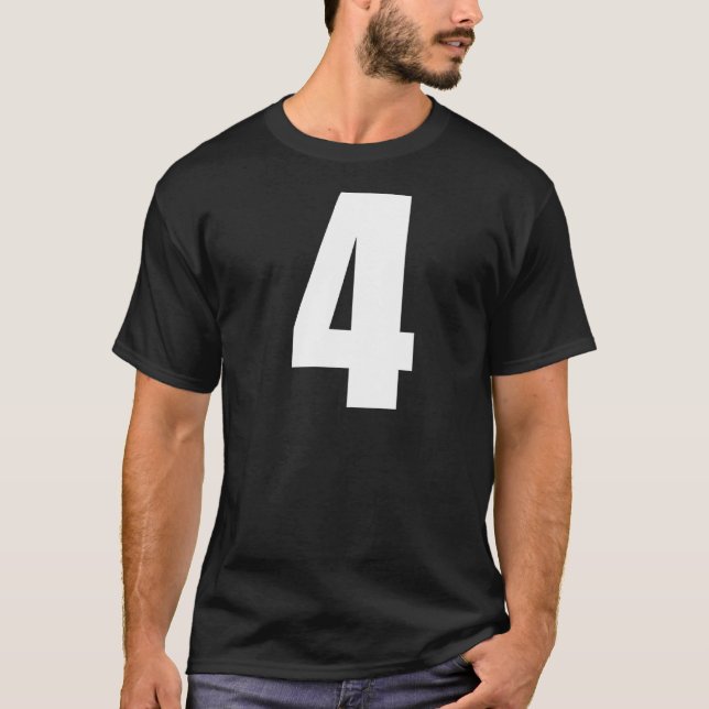 Camiseta Número Quatro Numeral 4 Números Brancos Simples Pr (Frente)