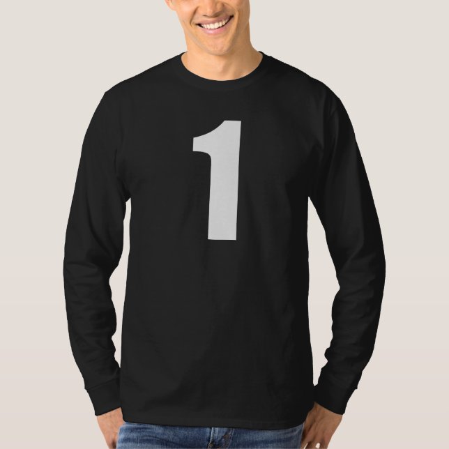 Camiseta Número Um Numeral 1 Número Branco Simples Premium (Frente)