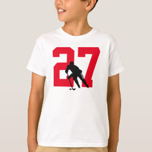 Camiseta Número Vermelho do Jogador de Hóquei em Jovens P