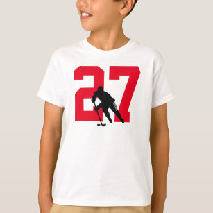 Camiseta Número Vermelho do Jogador de Hóquei em Jovens Per