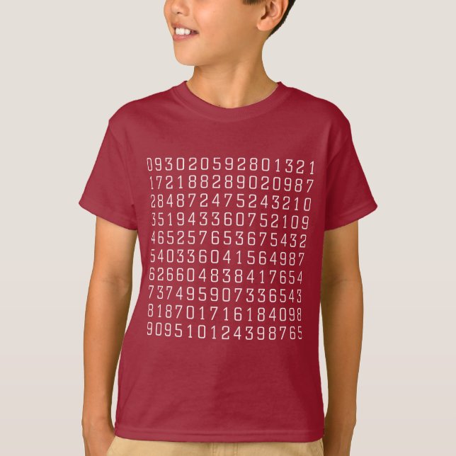 Camiseta Números aleatórios - Branco a Escuro (Frente)