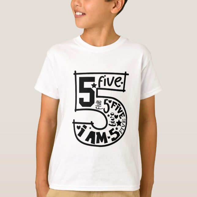 Camiseta Números de Aniversário para Meninos - 5 Anos (Frente)