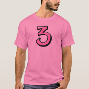 Camiseta Números de bobo 3 rosa T-shirt masculina