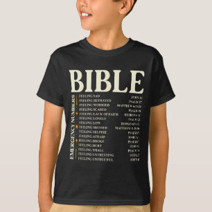 Camiseta Números de Emergência da Bíblia - Bíblia Cristã Di