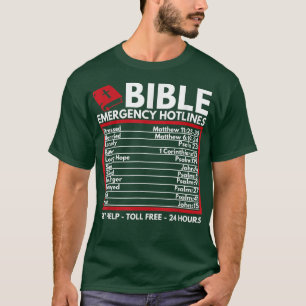 Camiseta Números de Emergência da bíblia Bíblia Cristã Engr