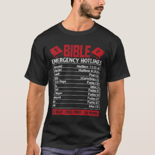 Camiseta Números de Emergência da bíblia Engraçado Deus Cri