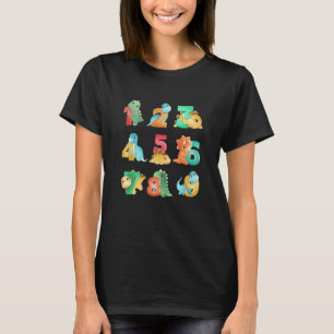 Camiseta Números de Matemática do Dinossauro Figuras de Mat