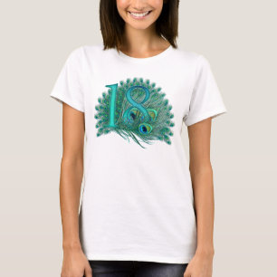 Camiseta Números de pavões de 18 anos ou de aniversário