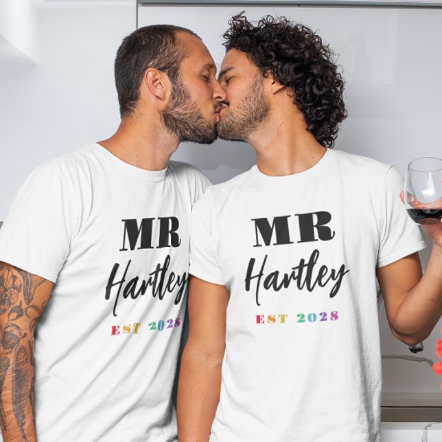 Camiseta Números Do Arco-Íris, Sr. Ano-Sobrenome Estabeleci (Criador carregado)