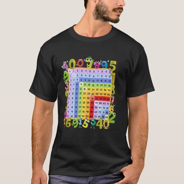 Camiseta Números do Dinossauro Multiplicação Quadrada Matem (Frente)
