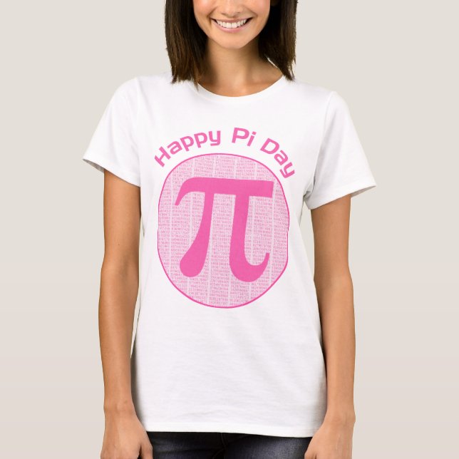 Camiseta Números Felizes Pi-Day Rosa (Frente)