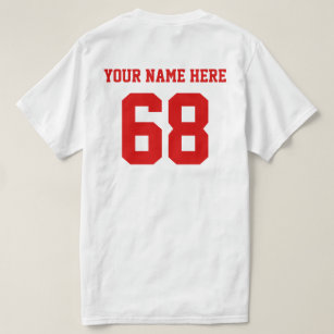 Camiseta Números Personalizados Nome Vermelho