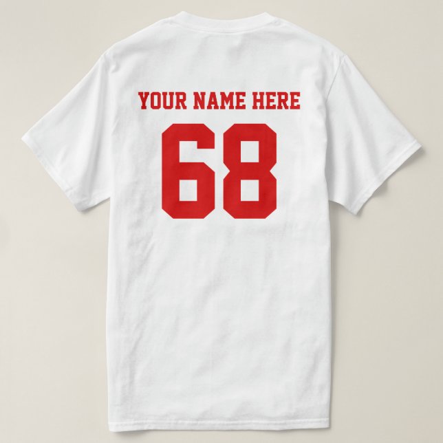 Camiseta Números Personalizados Nome Vermelho (Verso do Design)