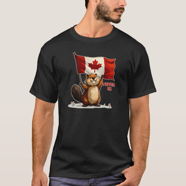 Camiseta Nunca 51, Canadá, canadense Flag Maple Leaf, Beave (Frente)