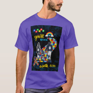 Camiseta Nunca Andas Sozinho Filho Autismo Matéria Vertical