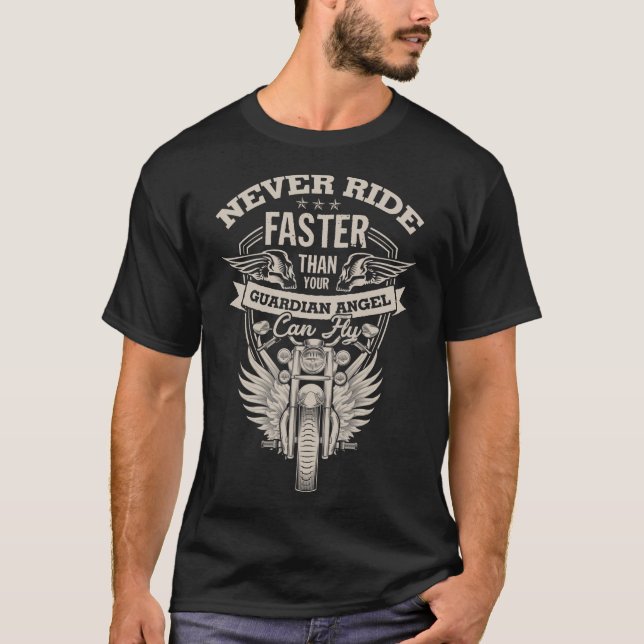Camiseta Nunca Ande Mais Rápido Que Seu Anjo Guardião Pode  (Frente)