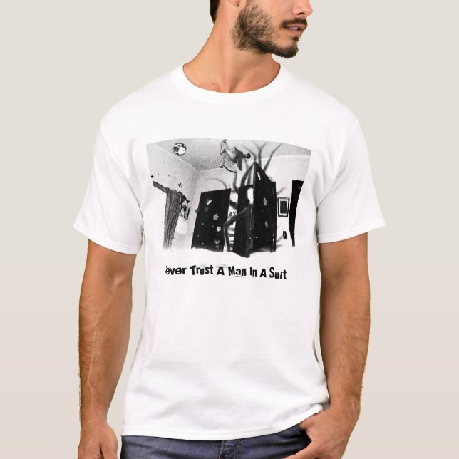 Camiseta Nunca confie um homem em um TShirt de Slenderman (Frente)