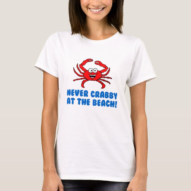 Camiseta Nunca Crabby Na Praia (Frente)