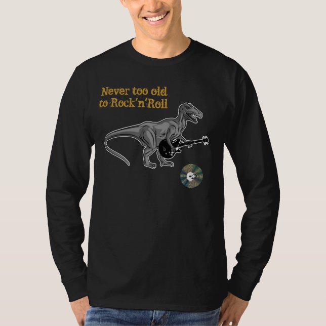 Camiseta Nunca demasiado velho ao t-shirt do rock and roll (Frente)