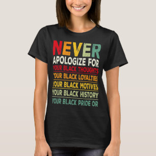 Camiseta Nunca Desculpar o Histórico Negro Mês BLM Melanin