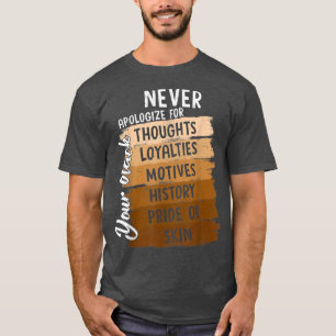 Camiseta Nunca Desculpar o Histórico Negro Mês BLM Melanin