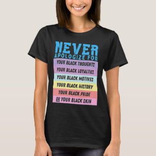 Camiseta Nunca Desculpar o Histórico Negro Mês BLM Melanin