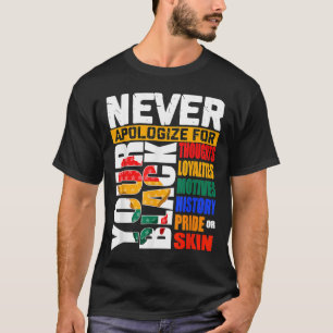 Camiseta Nunca Desculpar o Histórico Negro Mês BLM Melanin 