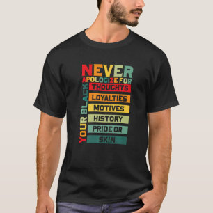 Camiseta Nunca Desculpar o Histórico Negro Mês BLM Melanin