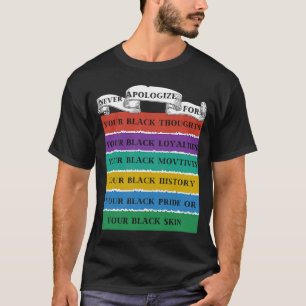 Camiseta Nunca Desculpar o Histórico Negro Mês BLM Melanin