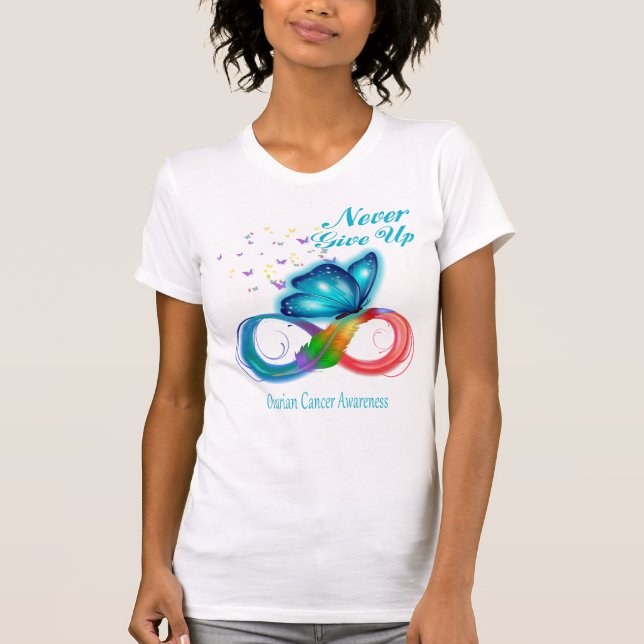 Camiseta Nunca desista da consciência do Câncer de ovário (Frente)