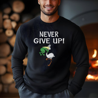 Camiseta Nunca desista do Pelicano Motivacional e do Sapo