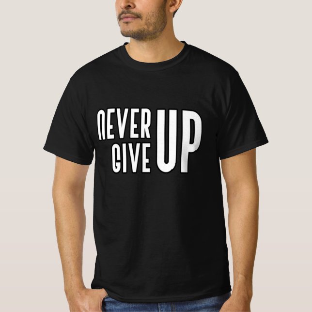 Camiseta "Nunca Desistir" design de citação motivacional (Frente)
