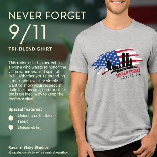 Camiseta Nunca Esqueça 9/11 Rememoração Unisex