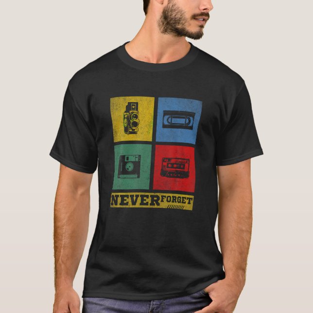 Camiseta Nunca Esqueça a fita cassete VHS Gamer Old School  (Frente)